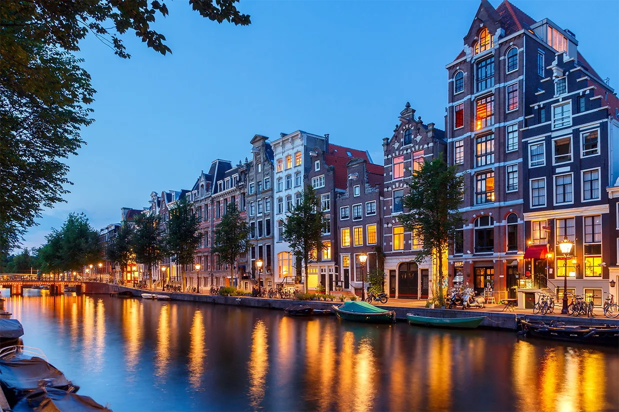 Amsterdam De Pijp street scene in summer