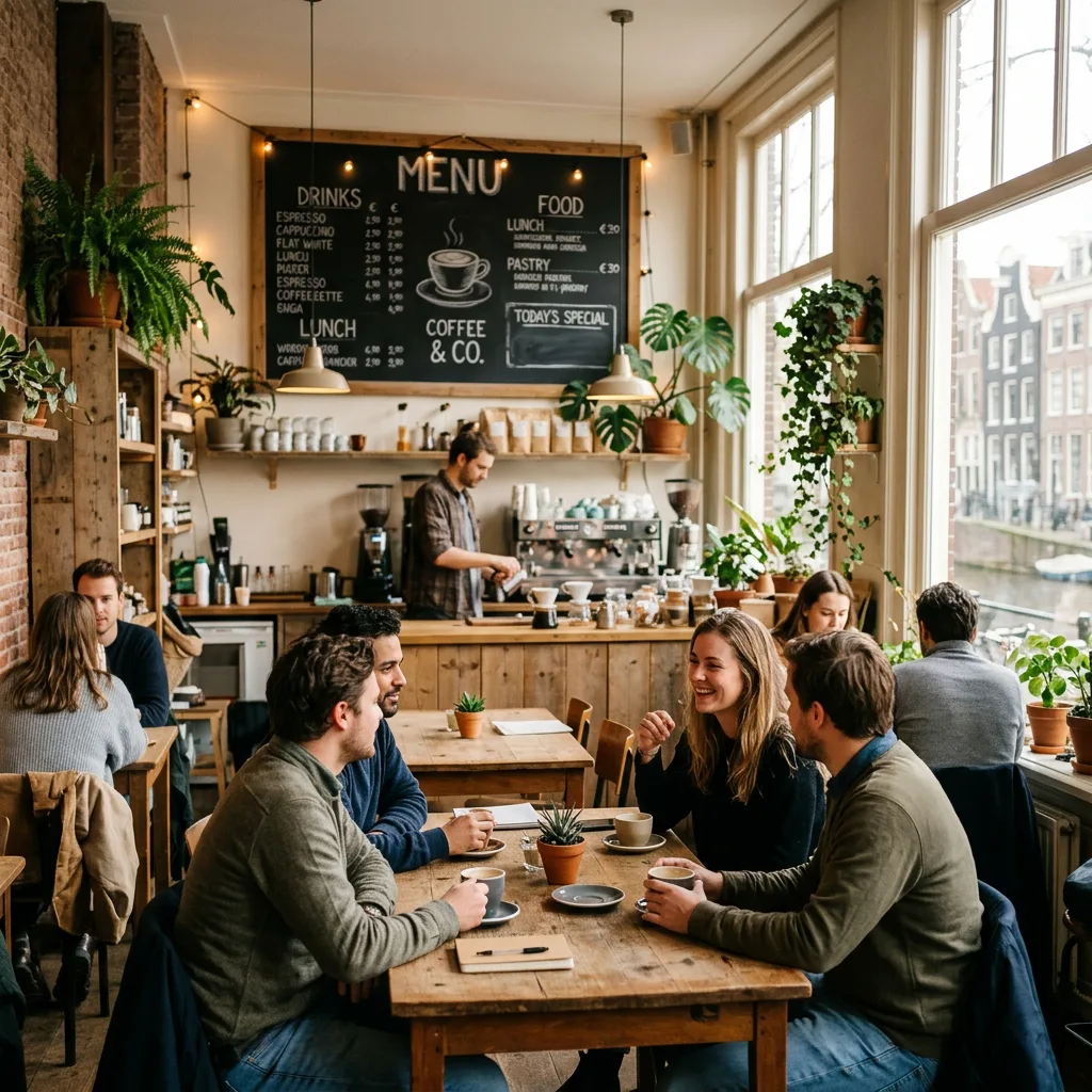 Cozy Amsterdam coffeeshop interior