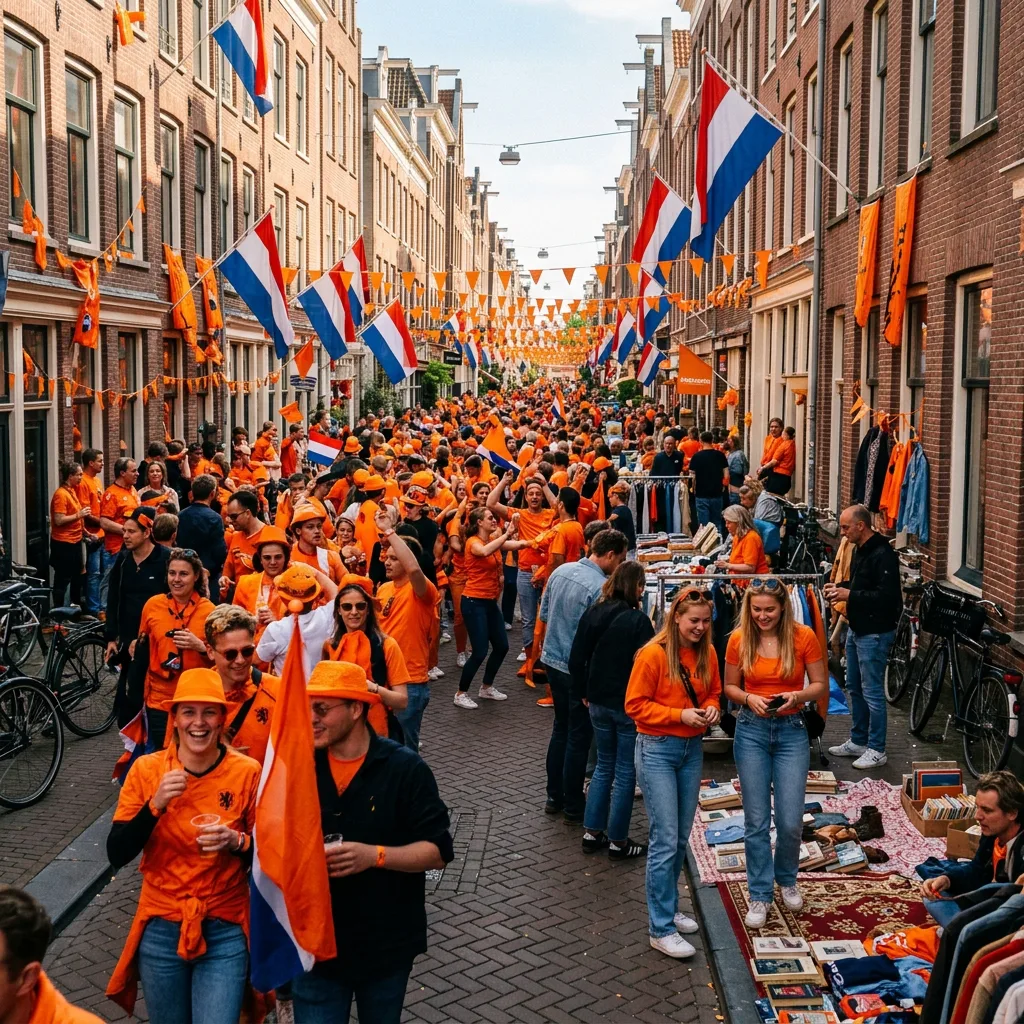 Atmospheric King's Day celebration in Amsterdam De Pijp